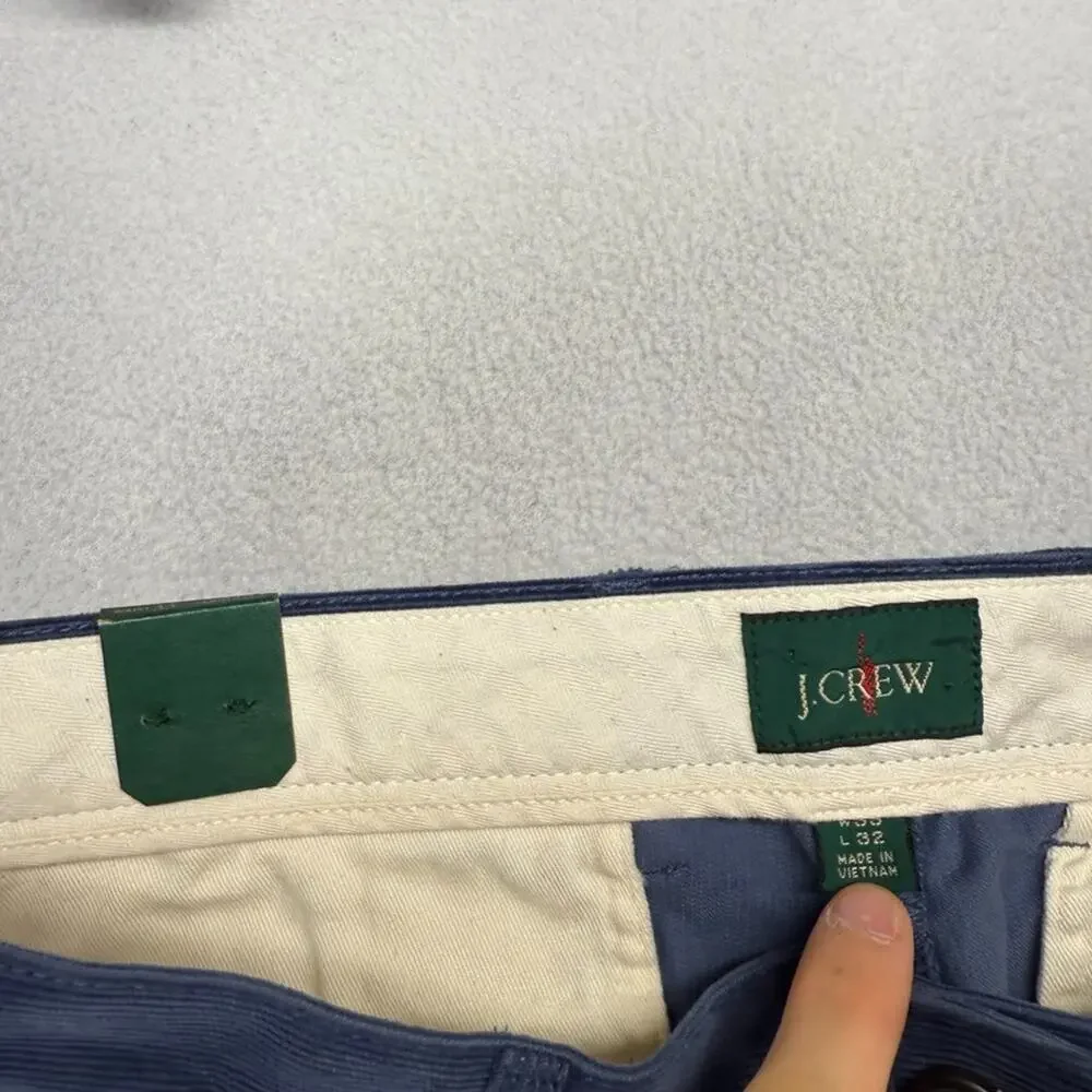 J Crew Pants men's 32x32 Blue 14 Wale Corduroy Trouser Pleated Loose Baggy NEW